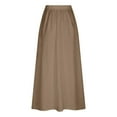 thumbnail image 5 of MIXUE Skirts For Women Summer Solid Color Casual With Pockets Plus Size High Waist Pleated Long A Line Flowy Travel Denim Maxi Skirt Sportwear,Gold,XL, 5 of 5