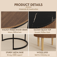 thumbnail image 2 of Homall 2-Piece Nesting Coffee Table Set, Round Coffee Tables with Hidden Drawer and Motion Sensor LED Light, Modern Living Room Tables with Storage and Metal Base, Walnut & Black, 2 of 8