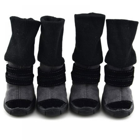 4 Pcs/Sets Casual Velvet Warm Slip-Resistant Shoes Pet Winter Autumn High Tops Snow Boots  For Small Medium Dog Boots