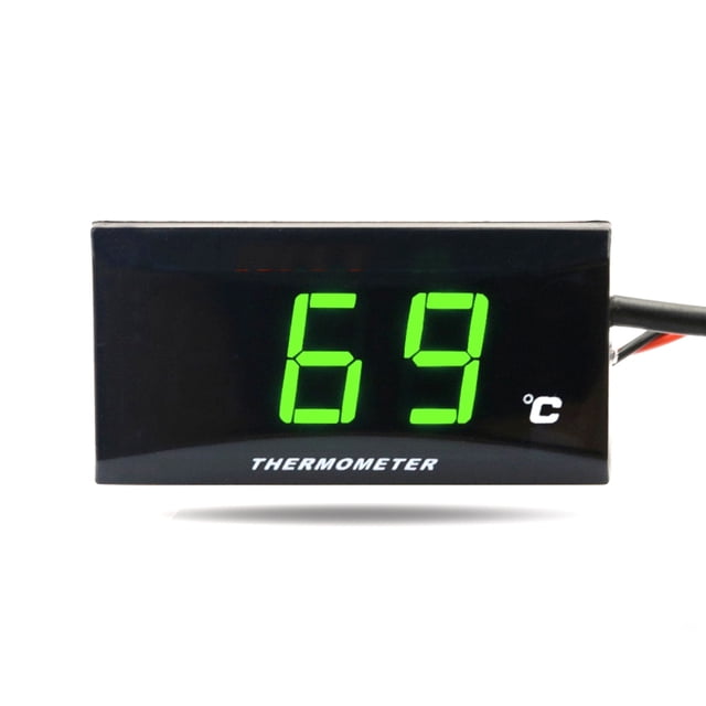 TFixolMotorcycle Digital Thermometer Quad Square Instrument Water Temperature Meter Gauge,Blue Light Digital Hygrometer Humidity Temperature Meter