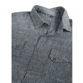 thumbnail image 4 of Mens Linen Shirt Casual Short Sleeve Button Down Shirts Summer Beach Vacation Tops Gray 2XL, 4 of 6
