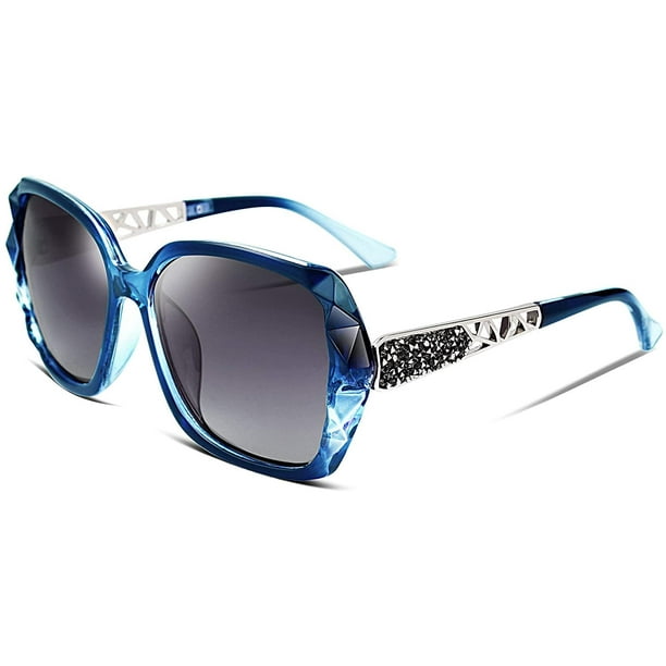 FEISEDY Polarized Women Square Sunglasses Sparkling Composite Shiny ...