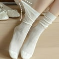 thumbnail image 2 of Socks Woman Middle Tube Solid Color Casual Summer Thin Mesh Breathable Socks for Women GRAY One Size, 2 of 6