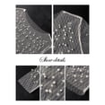 thumbnail image 4 of SLADYGLO Women Pearl Rhinestone See-Through Long Sleeve Sheer Mesh Blouse, 4 of 4