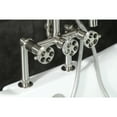thumbnail image 3 of Kingston Brass AE8108RKX Webb 7" Center Deck-Mount Clawfoot Tub Faucet with Knurled Handle and Hand Shower, Brushed Nickel, 3 of 6