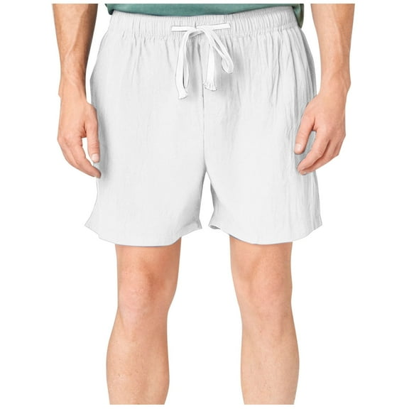 Mlzmgr Linen Shorts for men 7" Inseam Drawstring Elastic Waisted Casual Shorts Everyday Wear Lounge Shorts S-3XL