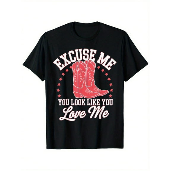 MAWOTEA Youngsters' "Excuse Me, You Look Like You Love Me" Cowboy Boot Meme T-Shirt - Comfy Cotton