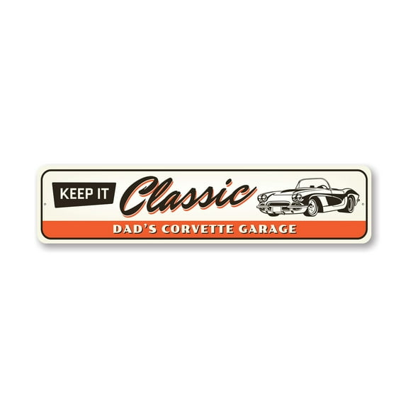 Chevy Corvette Keep it Classic Aluminum Metal Decor Sign - 4x18 inches