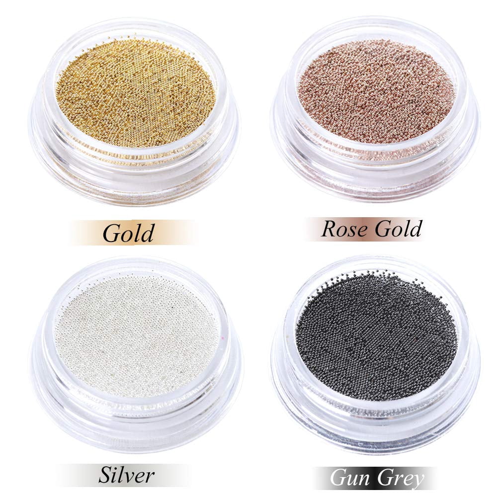 3D Nails Art Decoration Mini Metal Caviar Beads Gold Silver Rose Glod Black DIY Nail Design Accessories 4 Boxes