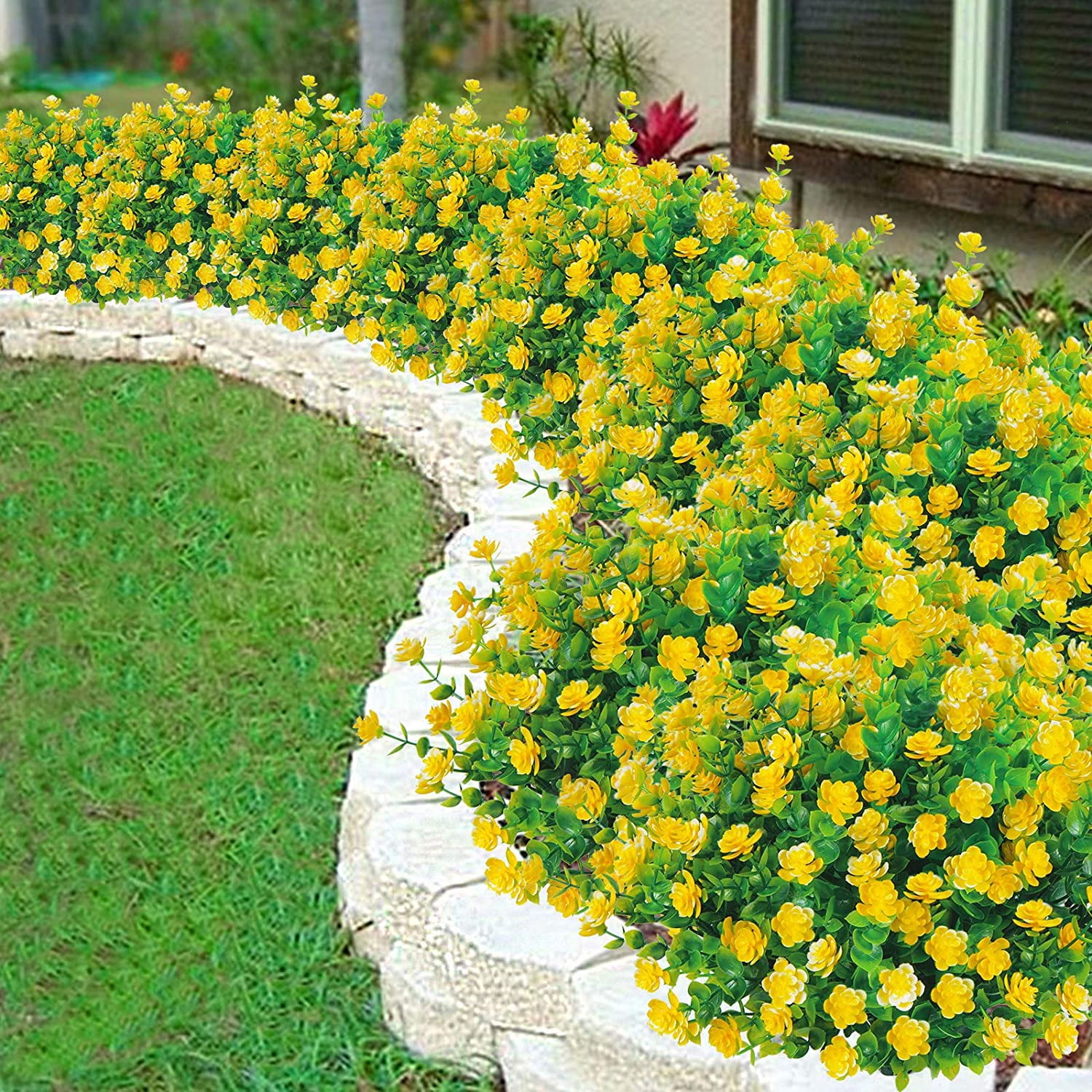 MAMOWEAR Artificial Flowers for Outdoor, 12PCS UV Resistant Fake Flowers for Decoration Indoor, No Fade Faux Plastic Hanging Plants Wedding Farmhouse Garden Porch Window Décor