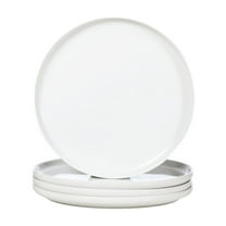 WishDeco White Dinner Plates Set of 4, Ceramic Dining Plates 10.5 inch, Large Salad Plate, Porcelain Kitchen Plate for Pizza, Steak, Microwave and Dishwasher Safe