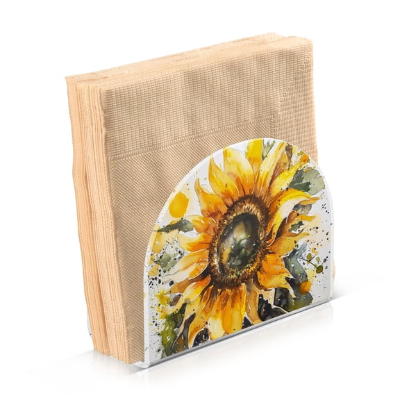 JSTEL Sunflower Watercolor Napkin Holder for Table Cocktail Farmhouse, Paper Napkins Dispenser for Home Kitchen Coffee Shop Dining Room Decor