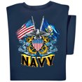 thumbnail image 2 of Collections Etc Unisex Double Flag Military T-shirt Navy Medium, 2 of 4