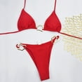 thumbnail image 1 of Trajes de baño Amzcrzy Tankini para mujer, trajes de baño, trajes de baño, bikini con control de abdomen, conjuntos de bikini de moda de color sólido con tirantes y espalda descubierta, rojo, M, 1 of 5