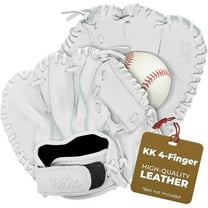 Eagle KK 4-Finger Baseball Training Glove -Durable Leather Infield Flat Mitt for Right & Left Handed Men & Women - Ideal for Infielders & Players - Perfect for Fielding Drills & Practice, White