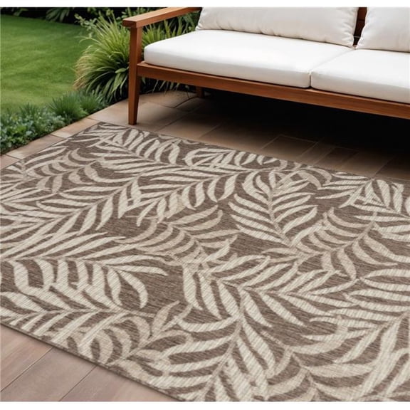 HomeRoots 551367 9 x 12 ft. Brown & Ivory Palm Leaf Indoor & Outdoor Rectangle Area Rug