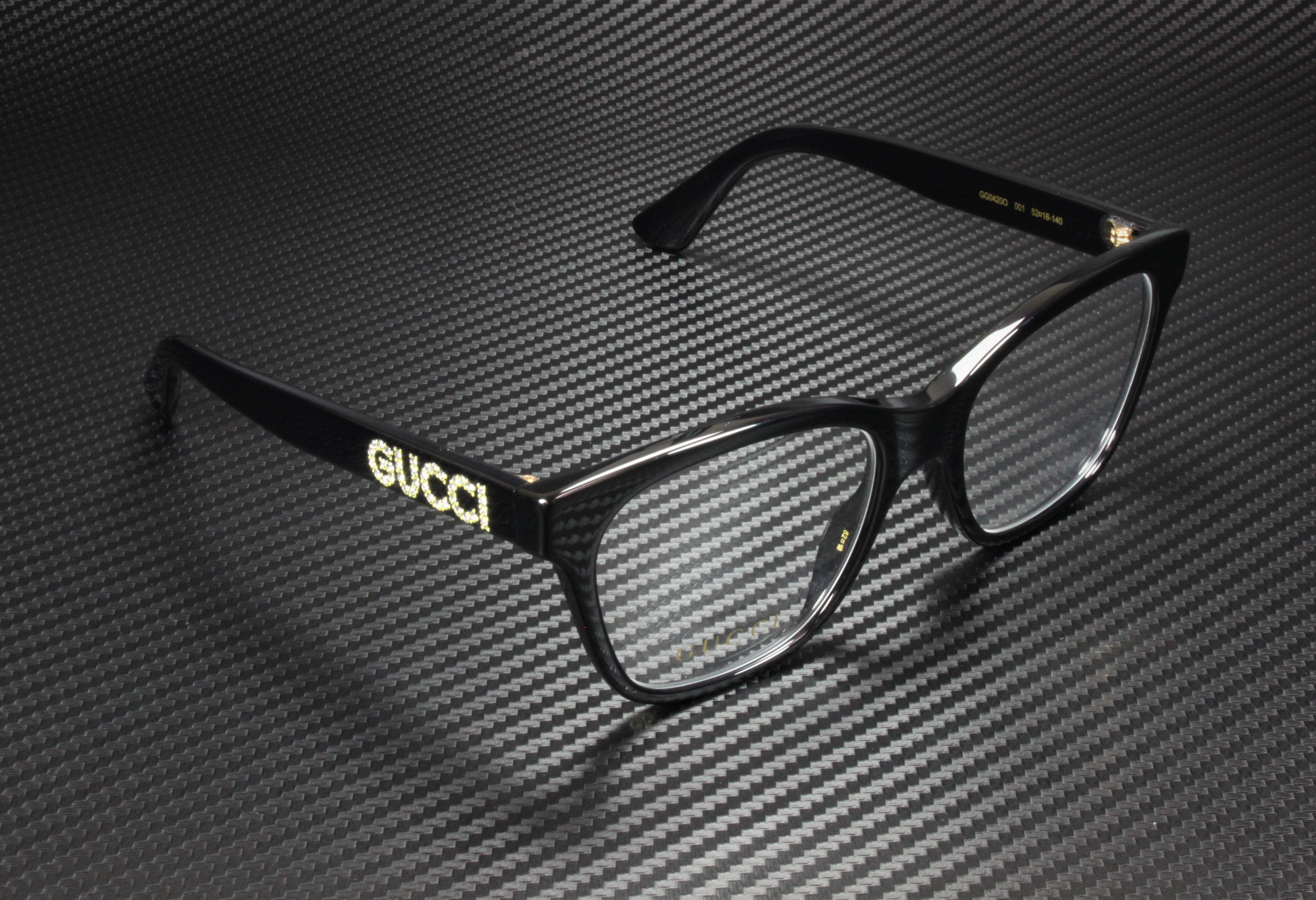 GUCCI GG0420O 001 Rectangular Square Black Demo Lens 52 mm 