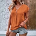 thumbnail image 3 of Blusa informal de manga corta con cuello en V para mujer de Umfun Fashion, color naranja, talla XL, 3 of 5