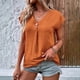 thumbnail image 3 of Blusa informal de manga corta con cuello en V de verano para mujer de Umfun Fashion, color naranja, talla S, 3 of 5