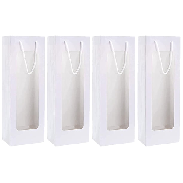 KAKOWELY 4 bolsas de regalo para vino, de papel kraft con ventana, para envasar vino tinto.
