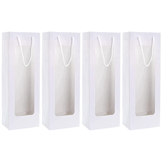 4 bolsas de regalo para vino, bolsas de papel kraft con ventana para vino tinto.