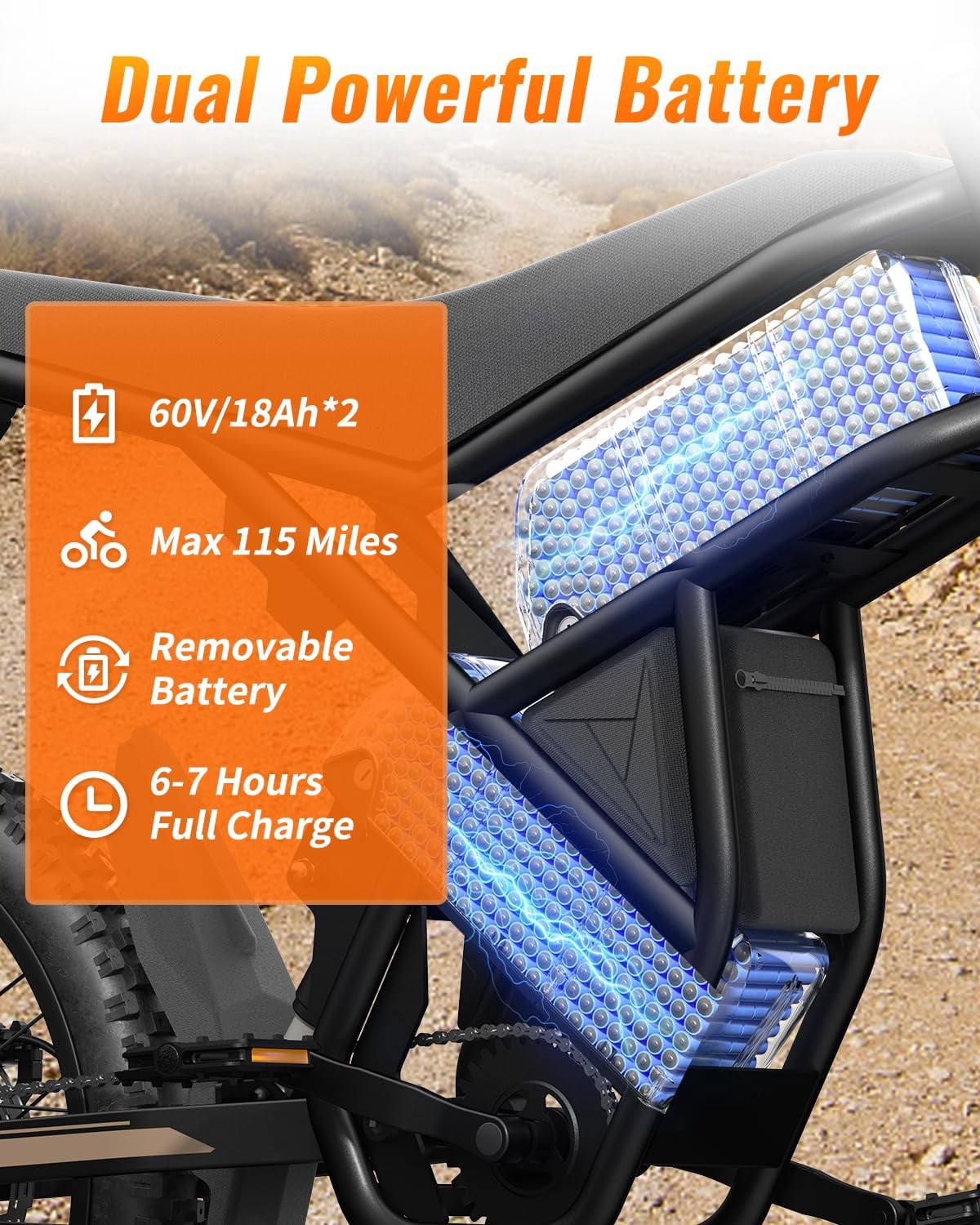 Riding'Times  GT73 PRO Electric Dirt Bike for Adults, 2400W Dual Motor Mountain Electric Bike, 27" Fat Tire All Terrain for Mountains, 48V 18.2Ah Battery, 37MPH, UL2849