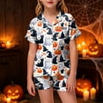 thumbnail image 2 of Leey-World Halloween Pajamas Toddler Girl Kids Satin Pajama Sets Classic Button Down 2pcs Sleepwear Pjs for Girls Relaxed Home Wear Pjs for Girls 2T 3T 4T 5T 6T 7T 8T, 2 of 5