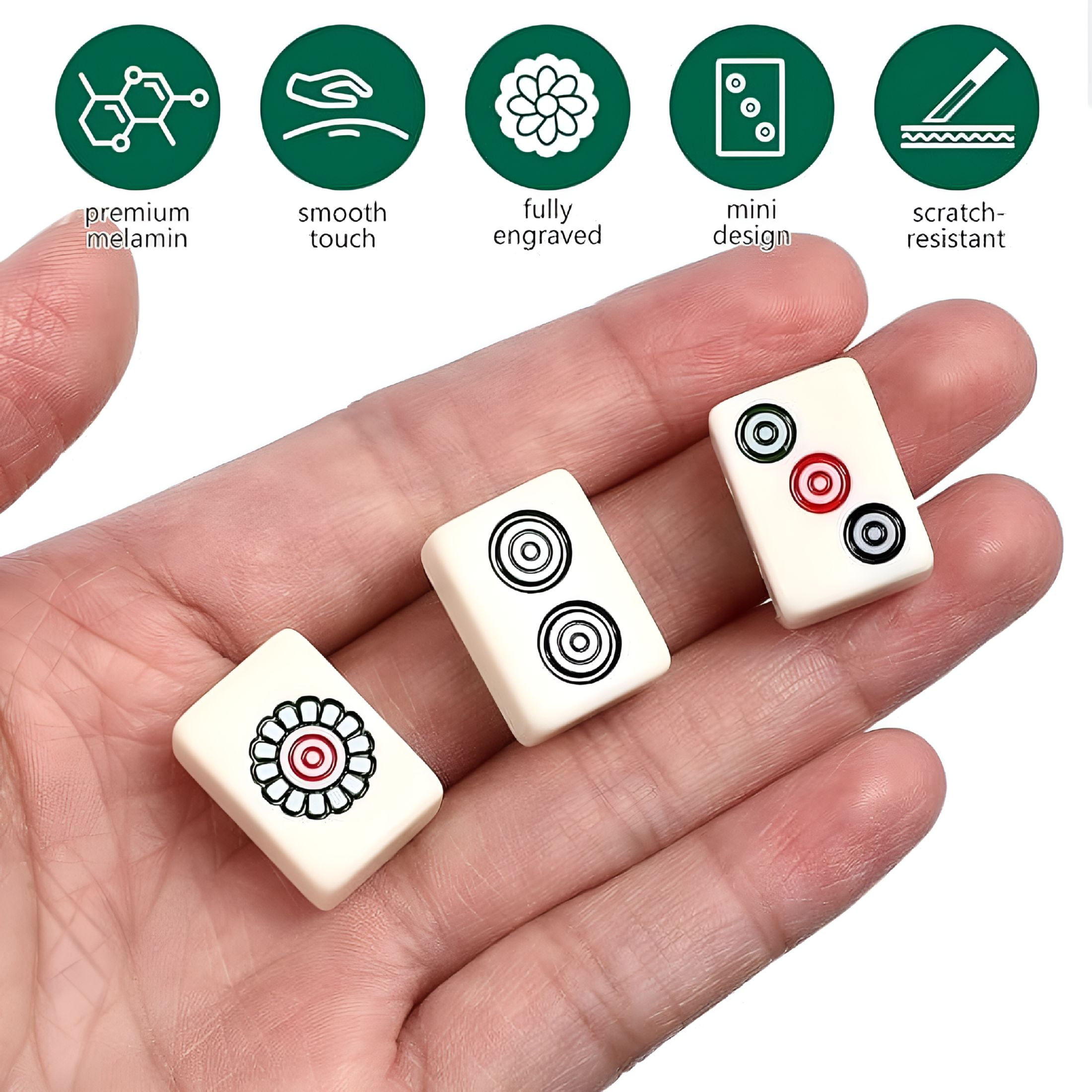 BESTSKY Mahjong Set Mahjongg Game Set with 144 Premium White Tiles 24mm Mini Size Portable Durable Carrying Case,Racks & Pushers Not Included