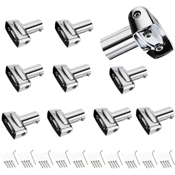 10-Pack Zinc Alloy Shower Curtain Brackets - Silver 180° Rotation, Adjustable Wall Mounted for Curved Rods