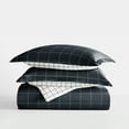 thumbnail image 3 of Duvet Cover Set - Ultra Soft & Breathable - Reversible Navy Rustic Windowpane for Twin/TwinXL Bedding by Comfort Canopy, 3 of 20