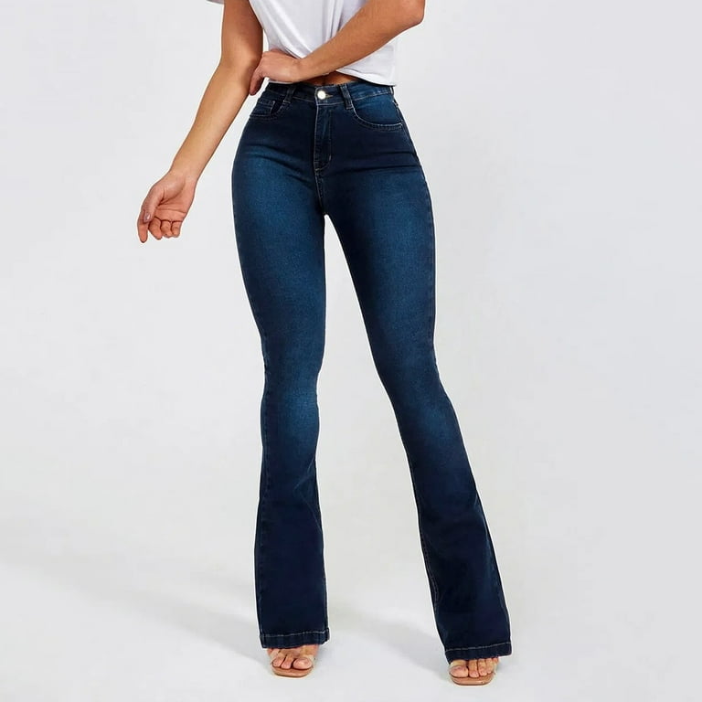 VBARHMQRT Female Flared Jeans with Rhinestones Womens Skinny Jeans Casual  Mid Waist Pants Trousers Pockets Classic Denim Jeans Petite Flare Jeans for  Women Short Women Jeans High Waisted Tall 