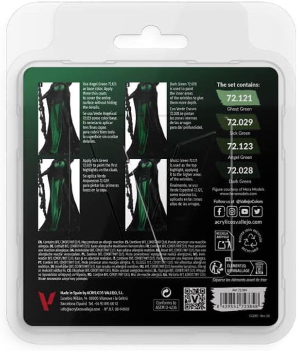 Vallejo Game Color Green Color Set ,Professional Miniature Painting Set ,4×18ml