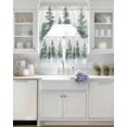 thumbnail image 4 of Green Ombre Forest Kitchen Curtains Swag Valance and Tier Curtains Set 24 Inch Length, Watercolor Trees Sage Green Rod Pocket Drape Panels Pair Swag Curtain for Bathroom/Cafe/Window, 4 of 6