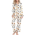 thumbnail image 2 of Miorin Under $15 Women's Halloween Pajamas Set - 2 Piece Button Down Ghost Pumpkin Print Shirt & Pants, Cute Fall Pjs, Soft Sleepwear Lounge Sets for Women, M, 2 of 5