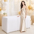 thumbnail image 6 of 4FT Rectangular Pleated Skirt Tablecloth for 120x60x75cm Tables, Wrinkle-Resistant Polyester Table Cover with Elegant Ruffled Drop, Professional Banquet & Event Decor, 6 of 6
