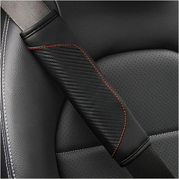 2PCS Car Seat Belt Cover, Carbon Fiber Seatbelt Shoulder Protection, Soft Car Seat Belt Strap Cushion Protect Your Neck and Shoulder, Car Accessories Seat Belt Pad for Car Truck (Red)