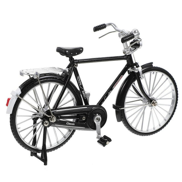 Vintage Style Simulated Bike Model with Base Mounting Hardware Miniature Alloy Bicycle Figurine for Home Desktop Decoration Lightweight Retro Craft