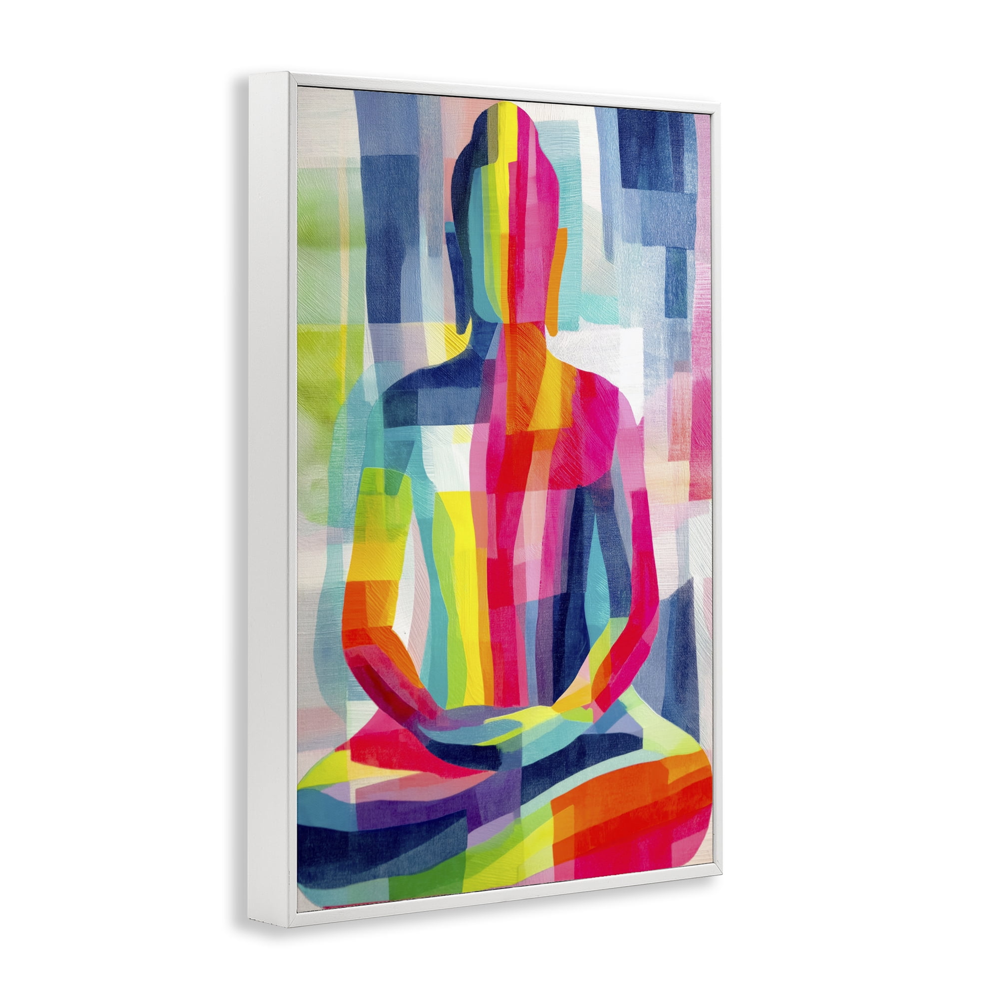 Stupell Industries Geometric Buddha In Spectrum White Framed Giclee Art, design by Chromatic Storm Studio