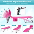 thumbnail image 3 of Patiojoy 2PCS Beach Lounge Chair Reclining Chair with 5 Adjustable Positions Detachable Pillow &Hand Ropes Pink, 3 of 9