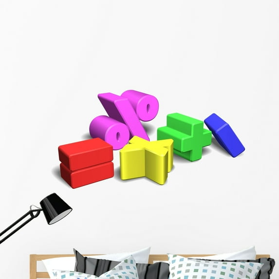 3D Math Symbols or Wall Decal by Wallmonkeys Peel and Stick Graphic (48 in W x 27 in H) WM219344