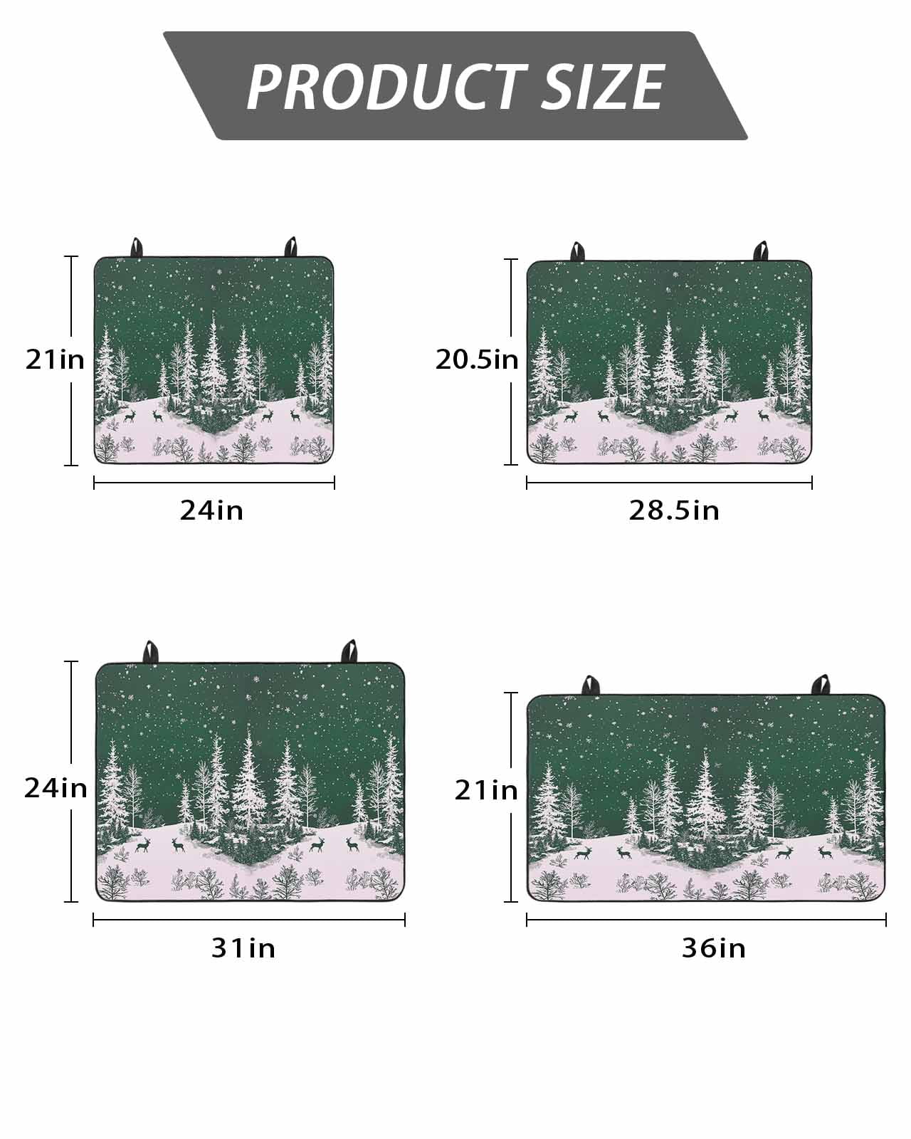 Christmas Snowflake Stove Top Covers for Electric Stove, 28'x20'' Elk Pine Trees Winter Deep Green Glass Ceramic Stove Cover Foldable Rubber Mat Heat Resistant Cooktop Protector for Kitchen