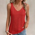 thumbnail image 5 of Qwertyu Tank Tops for Women with Knitted Sequins Sleeveless V Neck Shirt Casual Sequins Strappy Elegant Blouses Red One Size, 5 of 5