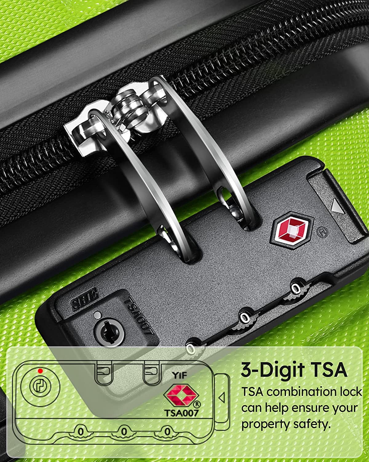 "3 Piece Carryon and Checked Luggage Set, Hard Shell Suitcase with Spinner Wheels, 20"" 24"" 28"", L(图4) "3 Piece Carryon and Checked Luggage Set, Hard Shell Suitcase with Spinner Wheels, 20"" 24"" 28"", L(图4)