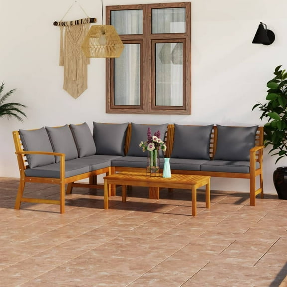 vidaXL Garden Lounge Set Dark grey Solid acacia wood, Polyester Medium