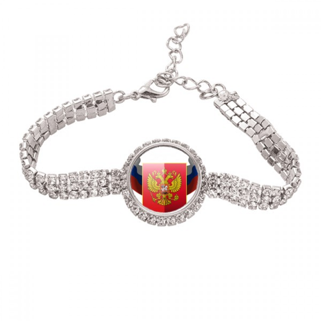 Emblema nacional del pais de Rusia Pulsera de tobillera de cadena de tenis, joyería de diamantes