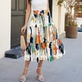thumbnail image 6 of Women's Bohemian Maxi Skirt, Floral Print Drawstring High Waist Tiered Skirt, Lightweight Flowy Skirt for Festival, Beach Vacation and Summer,Orange,XL, 6 of 7