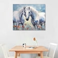 thumbnail image 2 of Nawypu  White Horse Wall Art Painting Romantic Animal with Navy Flower Picture Print on Canvas Moder Blue and Grey Artwork for Home Living Room Bedroom Decorations, 2 of 4