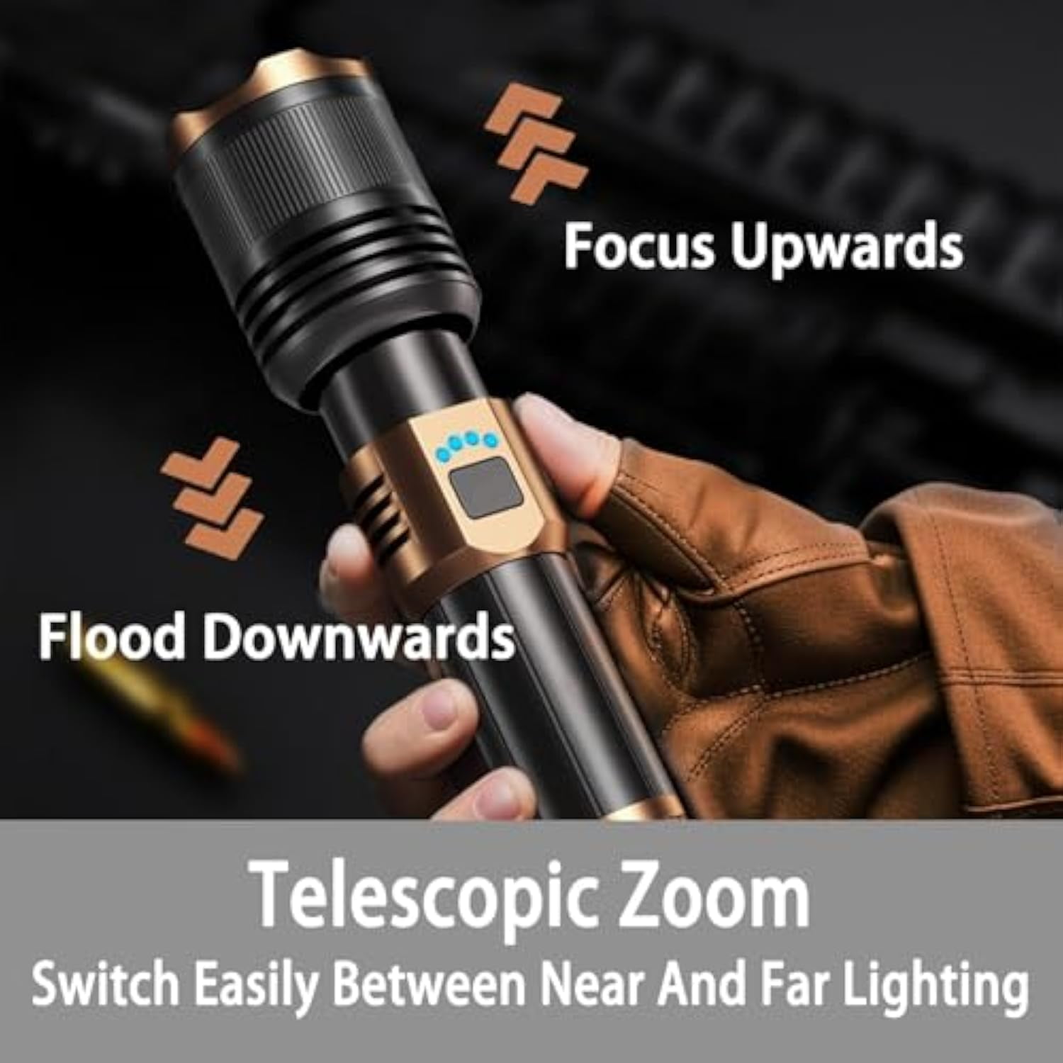 Flashlight, Rechargeable 1097 Flashlight, Outdoor Camping Home Long-Range Portable Flashlights, Strong Light 4 Modes and Long Endurance，for Camping, Hiking (5500mAh,1Pcs)