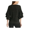 thumbnail image 2 of DKNY Womens Black Metallic Bell Sleeve Crew Neck Cocktail Sweater Size: XS, 2 of 2