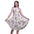 thumbnail image 1 of Bimba Robe d'Été Sans Manches à Col Rond pour Femmes, Imprimée Florale Feuilles Violettes/lilas et Pivoine, Tenue Décontractée-Petit, 1 of 6